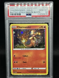 Pokemon Charmander Battle Styles Blister Pk. Holo Promo SWSH092 PSA 10 Gem Mint - Image 1