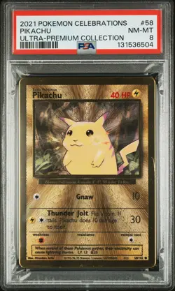 2021 POKEMON CELEBRATIONS ULTRA-PREM COLL #58 PIKACHU PSA 8 - Image 1