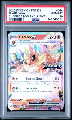 2025 POKEMON PRE EN-PRISMATIC EVOLUTIONS #014 FLAREON EX PSA 10 - Image 1