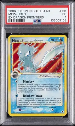 2006 POKEMON EX DRAGON FRONTIERS GOLD STAR #101 MEW-HOLO PSA 1 - Image 1