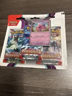 Pokemon TCG Paldea Evolved Triple Blister Pack New Sealed Tinkatink Promo - Image 1