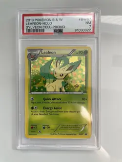 2013 POKEMON B&W PROMO SYLVEON COLL LEAFEON HOLO bw87 PSA 7 - Image 1