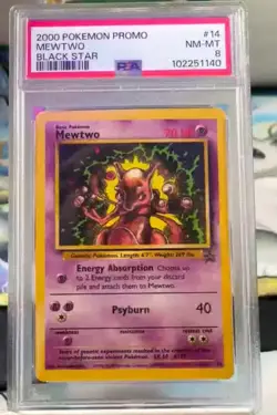 Pokemon TCG Mewtwo #14 Black Star Promo 2000 PSA 8 Mint - Image 1