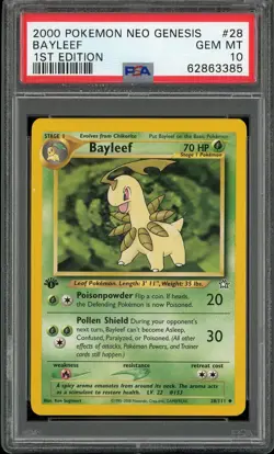 PSA 10 Bayleef 1st Edition Neo Genesis 28/111 Pokemon Card - Image 1