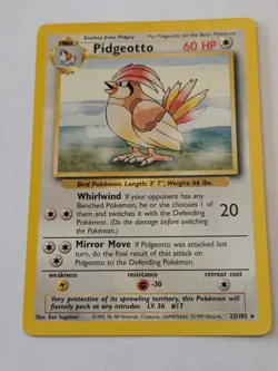 Pidgeotto - 22/102 - Pokemon Base Set Unlimited Rare Card WOTC Vintage LP - Image 1