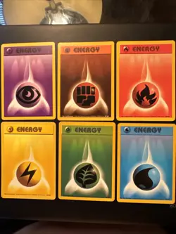 MUST SEE!: 6x VINTAGE POKEMON TCG BASE SET UNLIMITED ENERGY CARDS LP-NM - Image 1