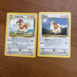 Pokemon Pidgey 57/102 & Pidgeotto 22/110 Vintage Non Holo Cards Lightly Played - Image 1