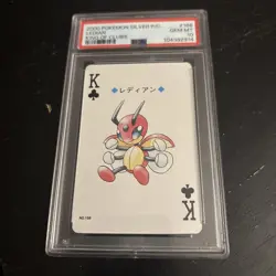 King of Clubs Ledian 166 Pokemon Poker Playing Card 1999 Japan Lugia Silver USA - Image 1