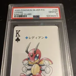 King of Clubs Ledian 166 Pokemon Poker Playing Card 1999 Japan Lugia Silver USA - Image 2