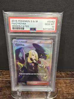 PSA 10 2019 POKEMON SUN & MOON HIDDEN FATES FULL ART/CYNTHIA SV82 - Image 1