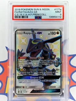 Rayquaza GX Full Art Shiny Sun & Moon Pokemon PSA 9 Mint 177a/168 Premium Coll. - Image 1
