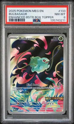 2025 POKEMON MEG EN-MEGA EVOLUTION ENHANCED BOOSTER BOX TOPPER BULBASAUR PSA 8 - Image 1