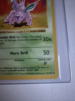 Nidorino 1st Edition Base Set 37/102 WOTC Vintage Pokemon Original 1999 - Image 5