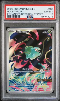 2025 POKEMON MEG EN-MEGA EVOLUTION ENHANCED BOOSTER BOX TOPPER BULBASAUR PSA 8 - Image 1