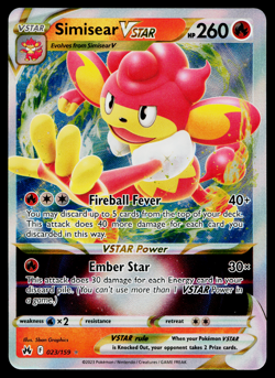 Simisear VSTAR 023/159 Holo Rare VSTAR Crown Zenith Pokemon Near Mint - Image 1