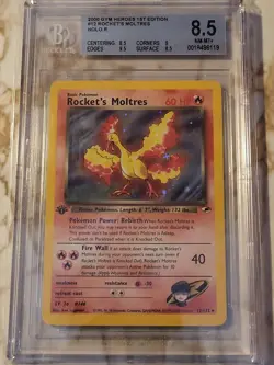 2000 Pokemon Gym Heroes Rocket’s Moltres Holo 1st Edition #12 BGS Grade 8.5 NM+ - Image 1