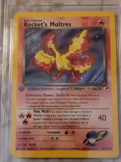 2000 Pokemon Gym Heroes Rocket’s Moltres Holo 1st Edition #12 BGS Grade 8.5 NM+ - Image 2