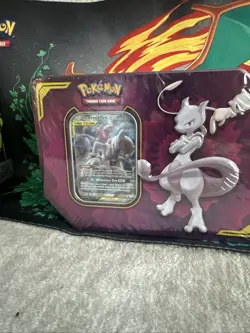 Pokemon TCG Tin Mewtwo & Mew GX Tin Tag Team The Plastic Is Ripe - Image 1