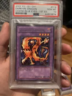 Yugioh Lob-019 Darkfire Dragon 1st Ed Psa 10 Gem Mint Rare Legend Of Blue-eyes - Image 1