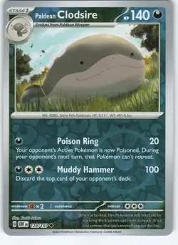 Paldean Clodsire - 128/197 Uncommon Reverse Holo Obsidian Flames NM Pokemon - Image 1