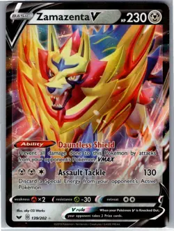 Zamazenta V 139/202 Pokemon Sword & Shield Base Set Ultra Rare Card NM - Image 1