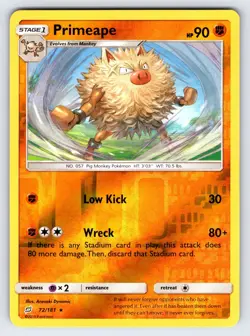 Primeape 72/181 2019 S&M Team Up Pokemon Card TCG Nintendo Reverse Holo Rare Nm - Image 1