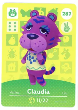 Claudia #287 - Amiibo Card - Animal Crossing Series 1 - Authentic Nintendo - Image 1