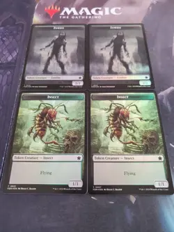 Mtg. 4x Zombie / Insect Double-Sided Tokens. Foil. Foundations. Nm - Image 1