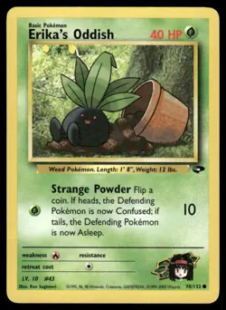 Pokemon Cards Erika's Oddish 70/132 Unlimited Gym Challenge WOTC Common LP - Image 1