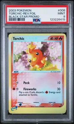 2003 POKEMON BLACK STAR PROMO #008 TORCHIC-REVERSE FOIL PSA 9 - Image 1