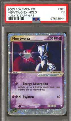 Pokemon Ruby & Sapphire Mewtwo EX 101/109 PSA 1 - Image 1