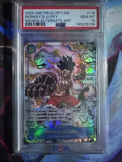 Bandai One Piece Monkey D. Luffy OP11-118 Secret Rare Manga Alt Art Foil PSA 10 - Image 1
