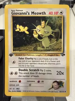 Pokemon TCG Giovanni's Meowth Gym Challenge 1st Edition Uncommon Card 43/132 - Image 1