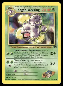 Pokemon Cards Koga's Weezing 50/132 Unlimited Gym Challenge Uncommon NM - Image 1