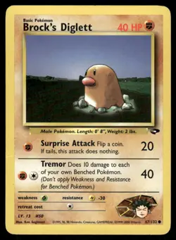 Pokemon Cards Brock's Diglett 67/132 Unlimited Gym Challenge Common LP - Image 1