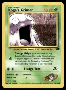 Pokemon Cards Koga's Grimer 78/132 Unlimited Gym Challenge WOTC Common LP - Image 1