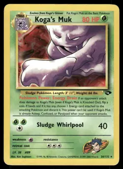 Pokemon Cards Koga's Muk 26/132 Unlimited Gym Challenge Rare LP - Image 1