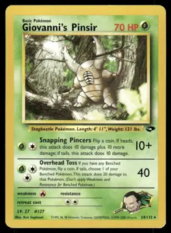 Pokemon Cards Giovanni's Pinsir 24/132 Unlimited Gym Challenge Rare LP - Image 1