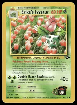 Pokemon Cards Erika's Ivysaur 41/132 Unlimited Gym Challenge Uncommon LP - Image 1
