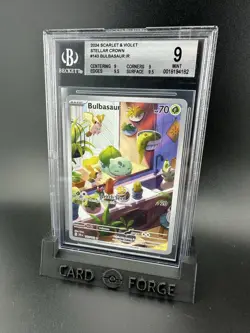 Pokemon TCG Bulbasaur Stellar Crown Illustration Holo Card 143/142 BGS 9 - Image 1