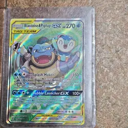 Pokemon Blastoise & Piplup GX TAG TEAM Full Art Ultra Rare Holo 215/236 - Image 1