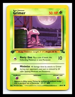 💥 GRIMER # 53/64 Fossil 1st Edition Stamp Non Holo Foil Pokemon 1999 Vintage - Image 1