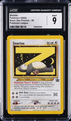 2002 POKEMON BLACK STAR PROMOS POKEMON LEAGUE #49 SNORLAX CGC 9 - Image 1