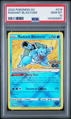 2022 POKEMON GO #018 RADIANT BLASTOISE PSA 10 - Image 1