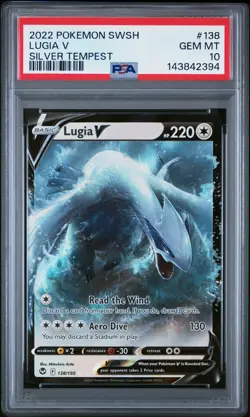 2022 POKEMON SWORD & SHIELD SILVER TEMPEST #138 LUGIA V PSA 10 - Image 1