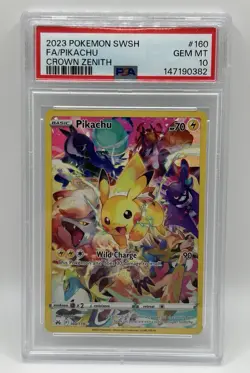 2023 POKEMON SWORD & SHIELD CROWN ZENITH #160 FULL ART/PIKACHU PSA 10 - Image 1