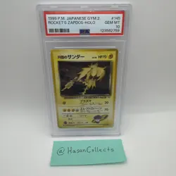 1999 POKEMON JAPANESE GYM 2 #145 ROCKET'S ZAPDOS-HOLO PSA 10 - Image 1