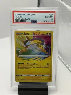 2020 Pokemon Raikou Amazing Rare SWSH Vivid Voltage 050/185 PSA 10 GEM MINT - Image 1