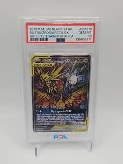 Pokemon 2019 Black Star Promo SM210 Moltres, Zapdos, Articuno GX PSA 10 - Image 1