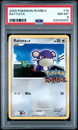 PSA 8 RATTATA 15/16 | Rumble Graded Pokemon Card - Image 1